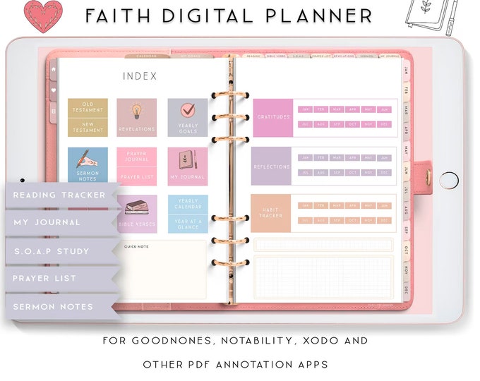 Christian Planner, Digital planner, Prayer Journal, Digital Bible Journal, Faith Planner, Notability Planner, Goodnotes Template,