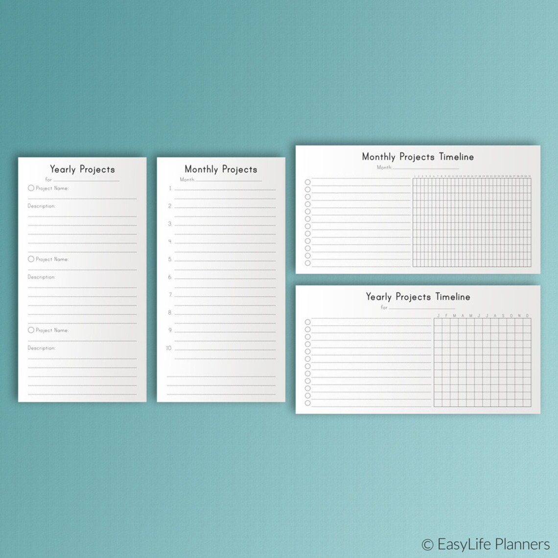 Project Planner Midori Travelers Notebooks Inserts Printable | Etsy
