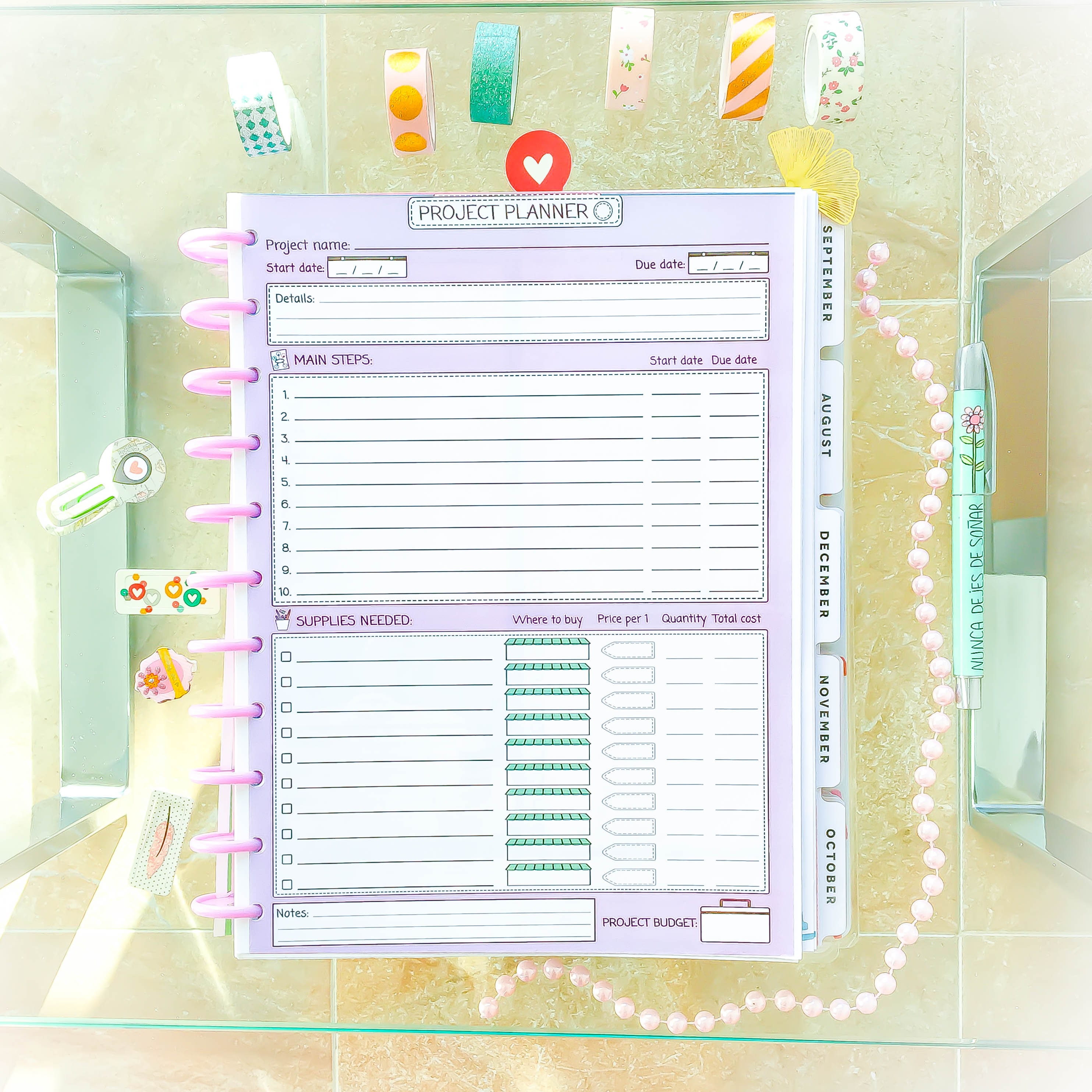 Project Planner Big Happy Planner Printable 8 5 X 11 Purple Etsy