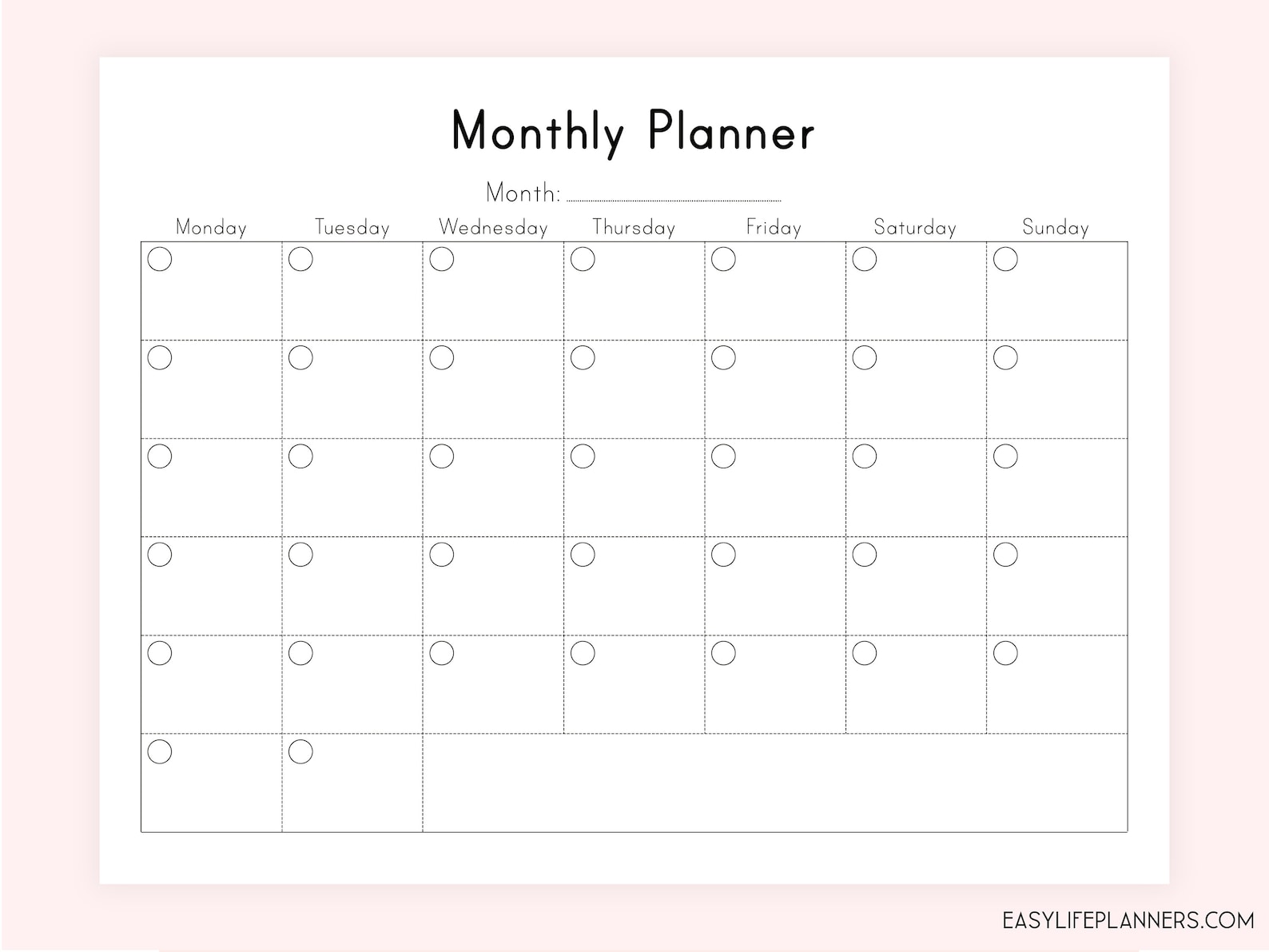 Monthly Planner Printable To Do List Month at a Glance made | Etsy