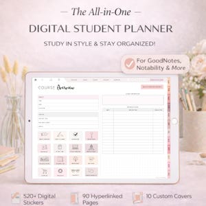 Digital Student Planner for iPad, GoodNotes Planner, Hyperlinked Academic PDF