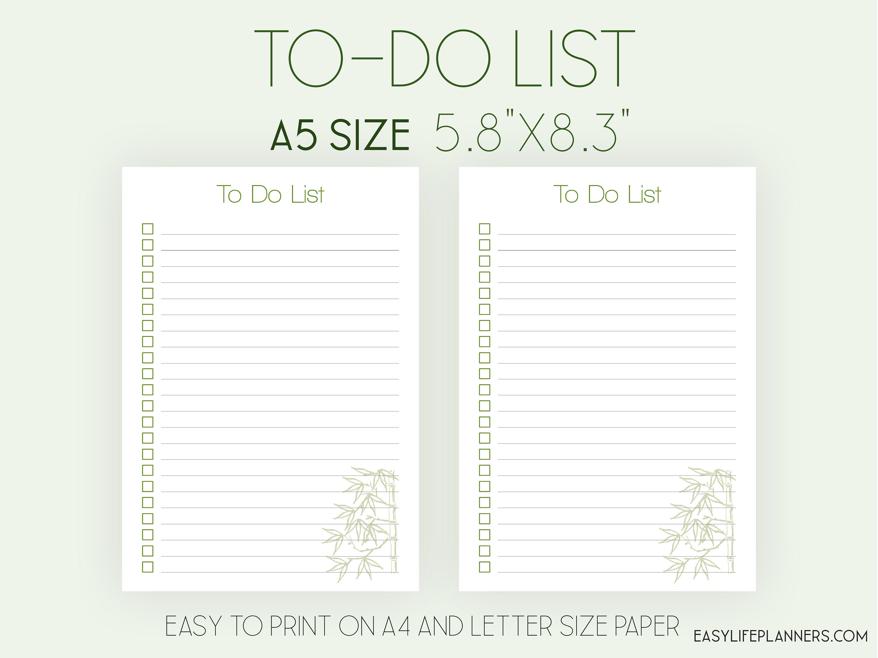 To Do List Printable A5 Printable Planner Inserts Etsy Australia To Do List Printable A5 Printable Planner Inserts Etsy Australia