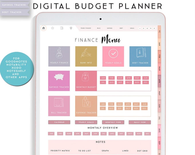 Budget Planner, Digital Planner, Notability Planner, xodo digital planner, Goodnotes Planner for iPad, Goodnotes Template