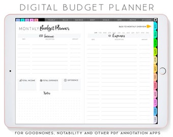 Digital Budget Planner iPad Planner, Goodnotes Planner, Notability Planner, Finance Planner, Goodnotes Template