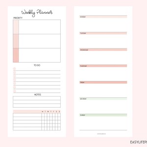 Weekly Planner Printable Half Sheet Happy Planner Happynichi - Etsy
