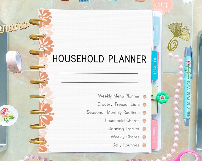 Household Planner for Happy Planner Inserts Cleaning Checklist Cleaning Schedule Mom Planner Printable Made to fit Erin Condren Insert