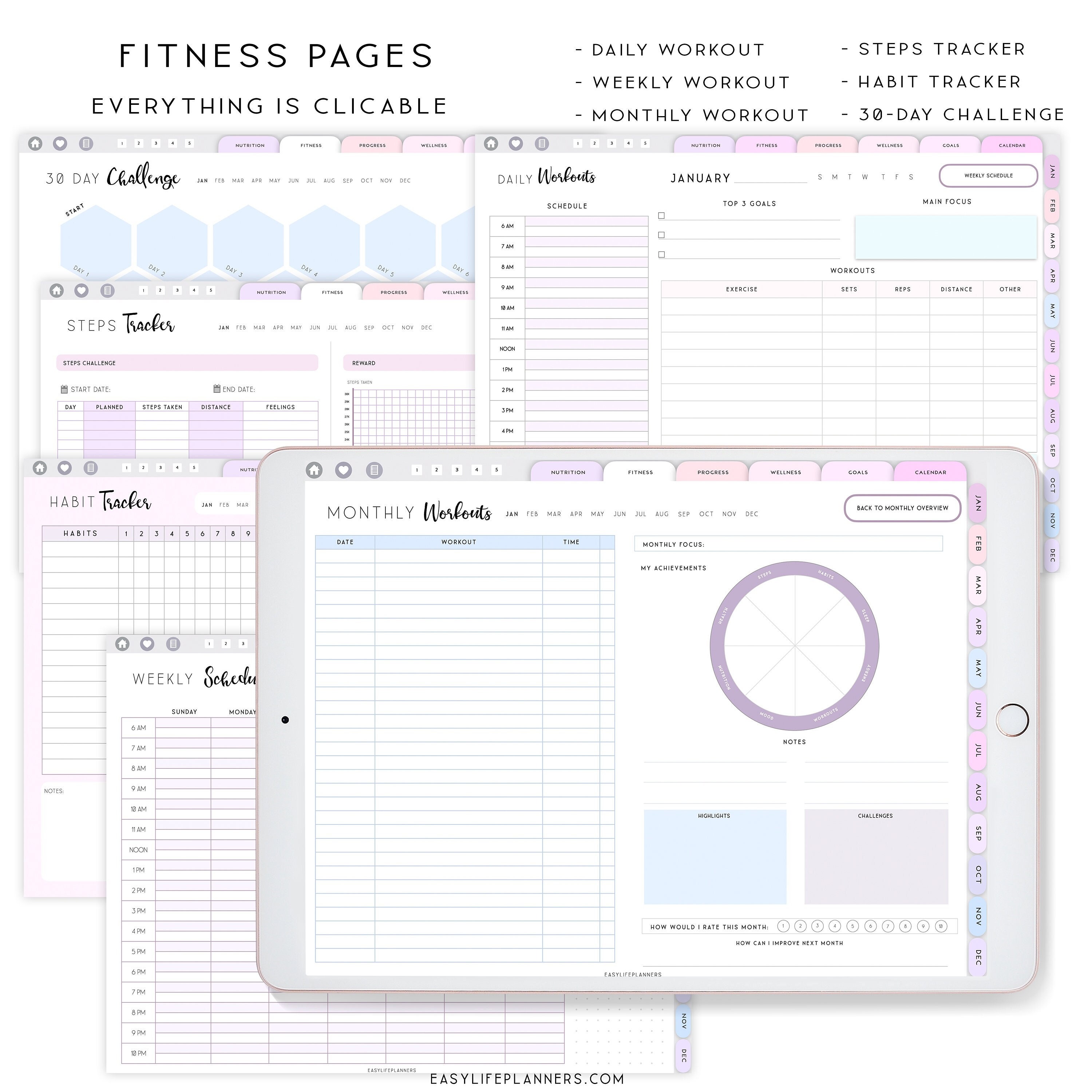Fitness Planner Digital Workout Planner for iPad, Notability Planner