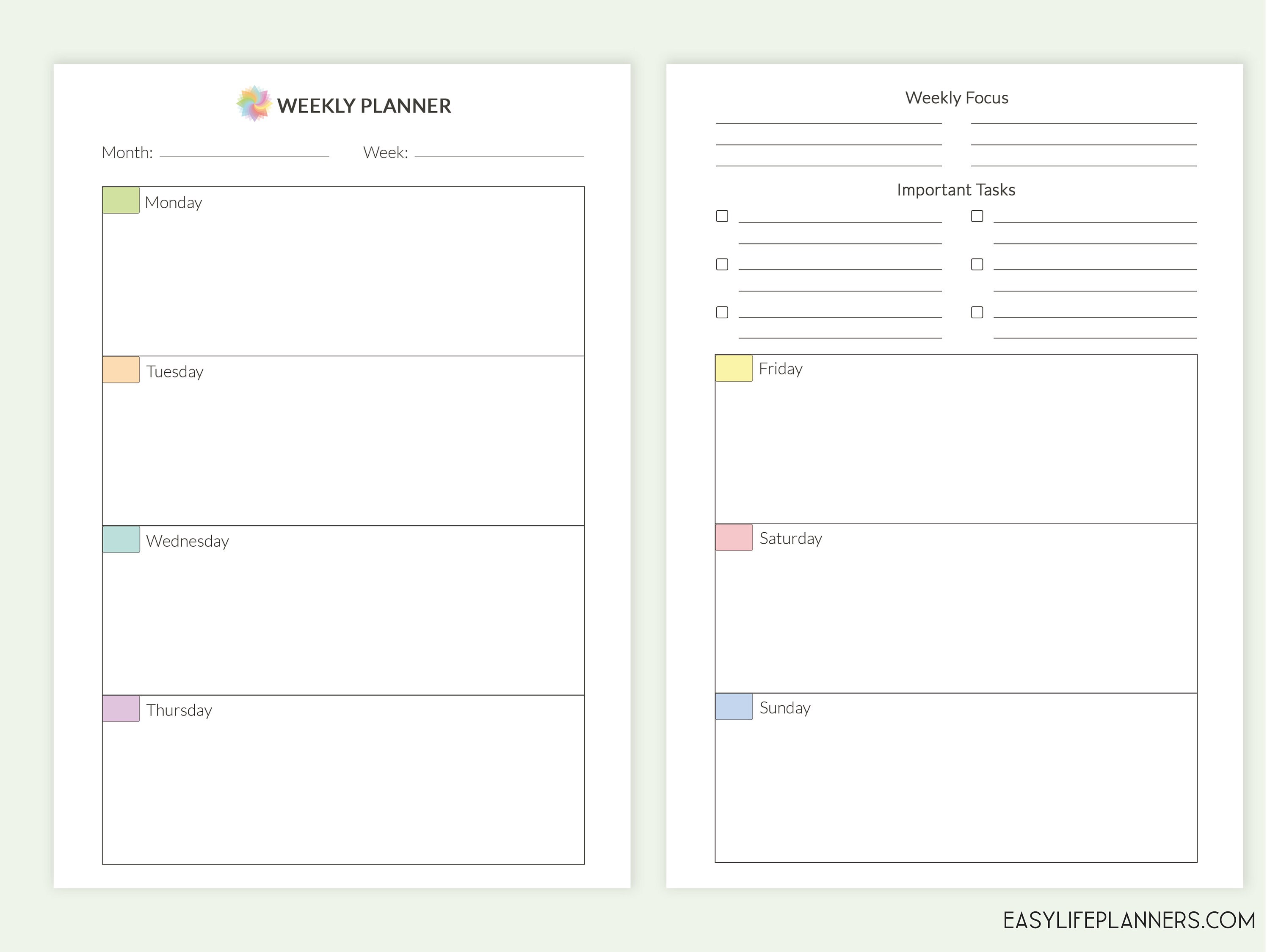 Free A5 Weekly Planner Printables Printable Templates