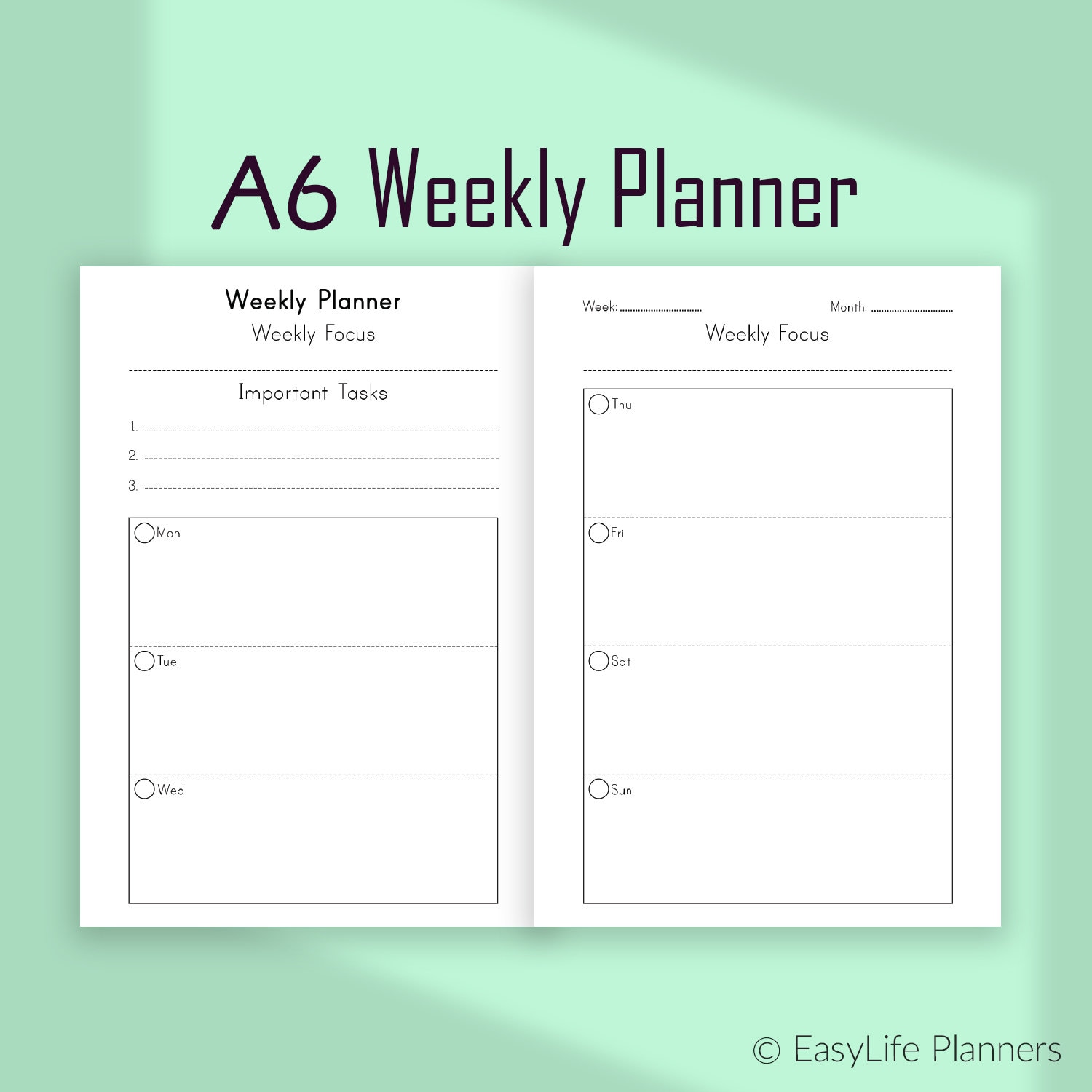 A6 planner inserts, Weekly Planner Web pages, 7 days Upon 2 Internet pages image relating to Weekly Planner Pages referred to as A6 planner inserts, Weekly Planner Webpages, 7 days Upon 2 Internet pages