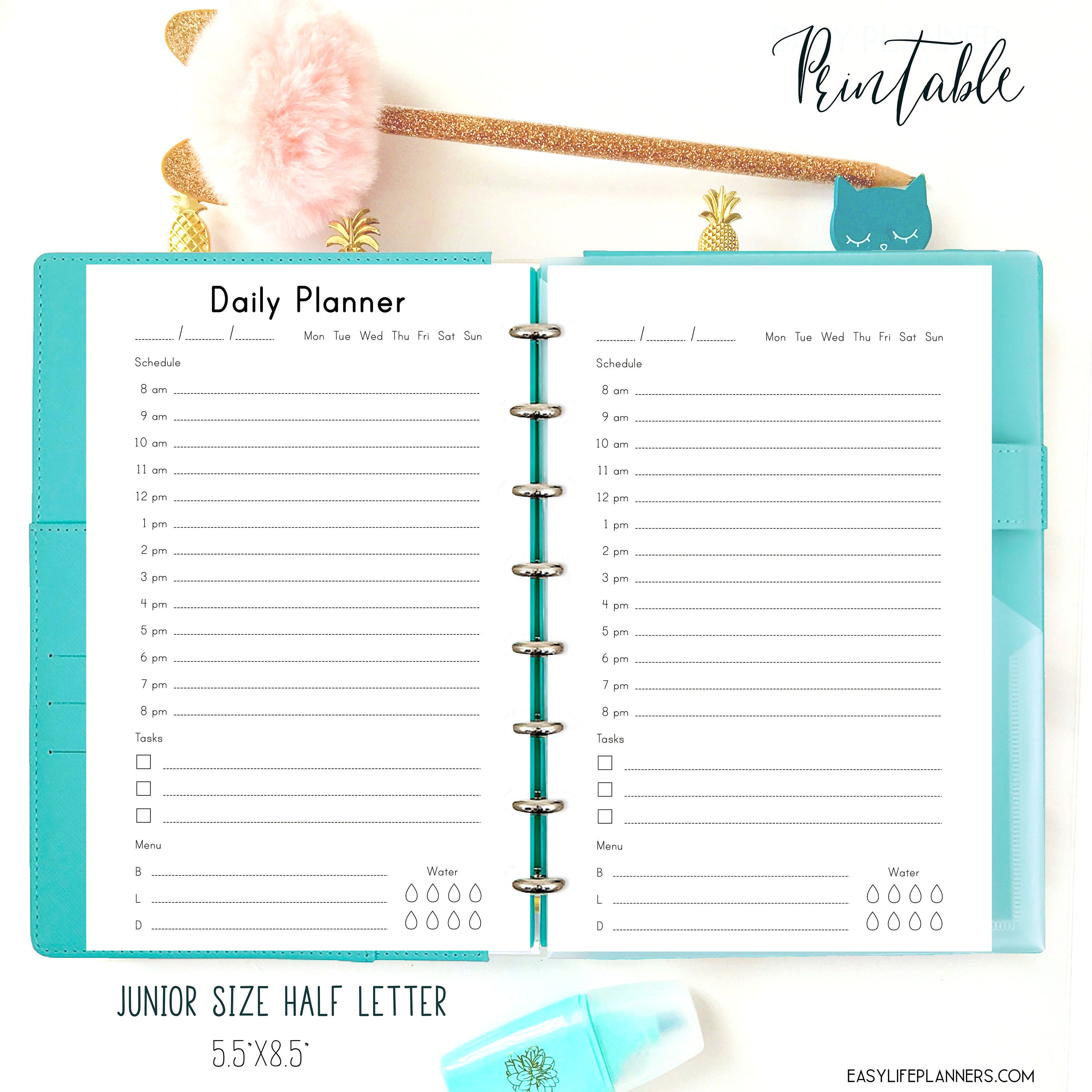 daily planner pages printable to do list discbound printables half