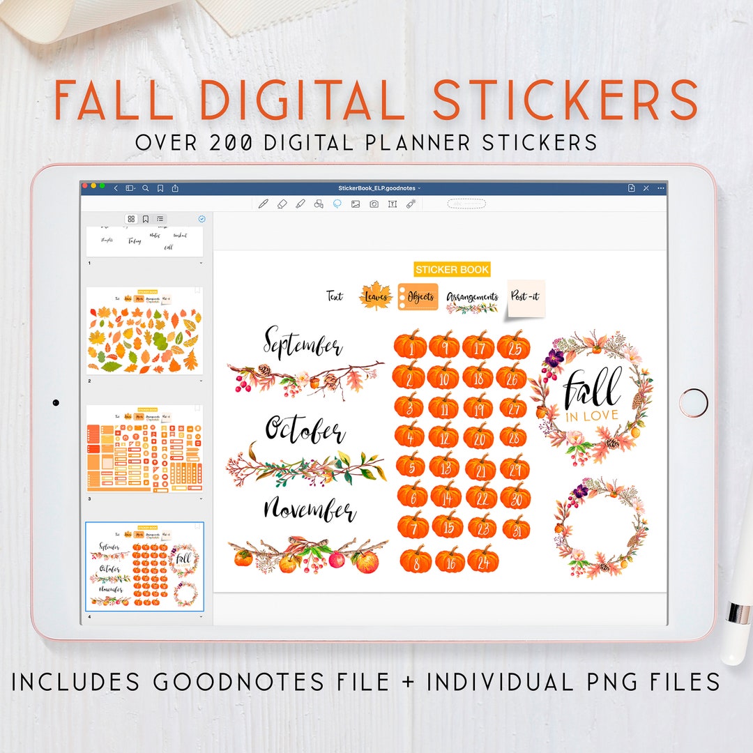 Fall Digital Stickers: Autumn Planner Set (goodnotes File) - Etsy