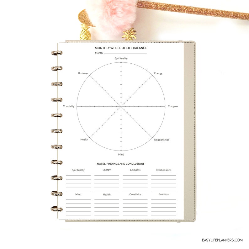 Wheel of Life Printable Goals Planner Level 10 Life. | Etsy