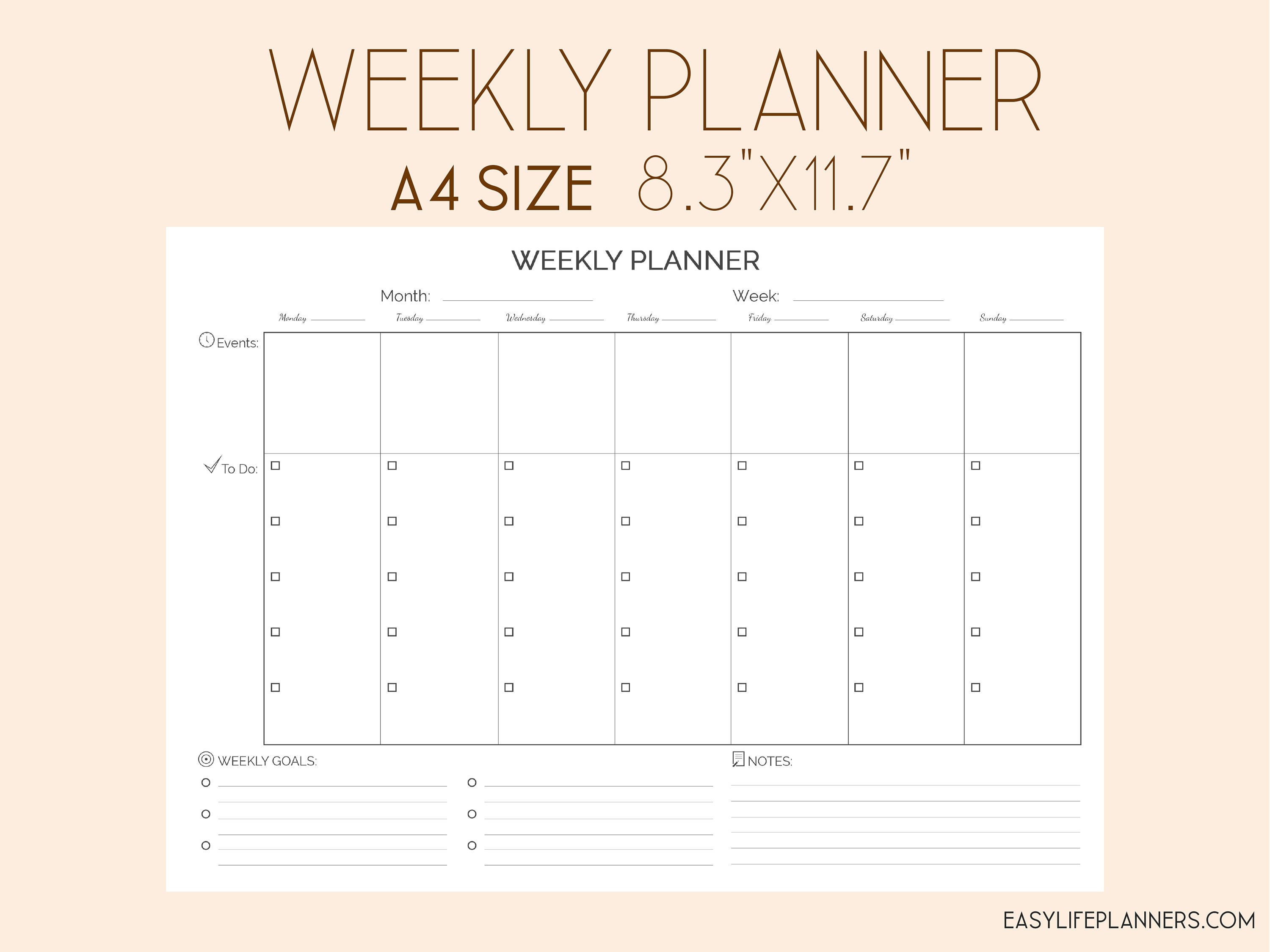 weekly planner pages printable planner weekly to do list a4 planner