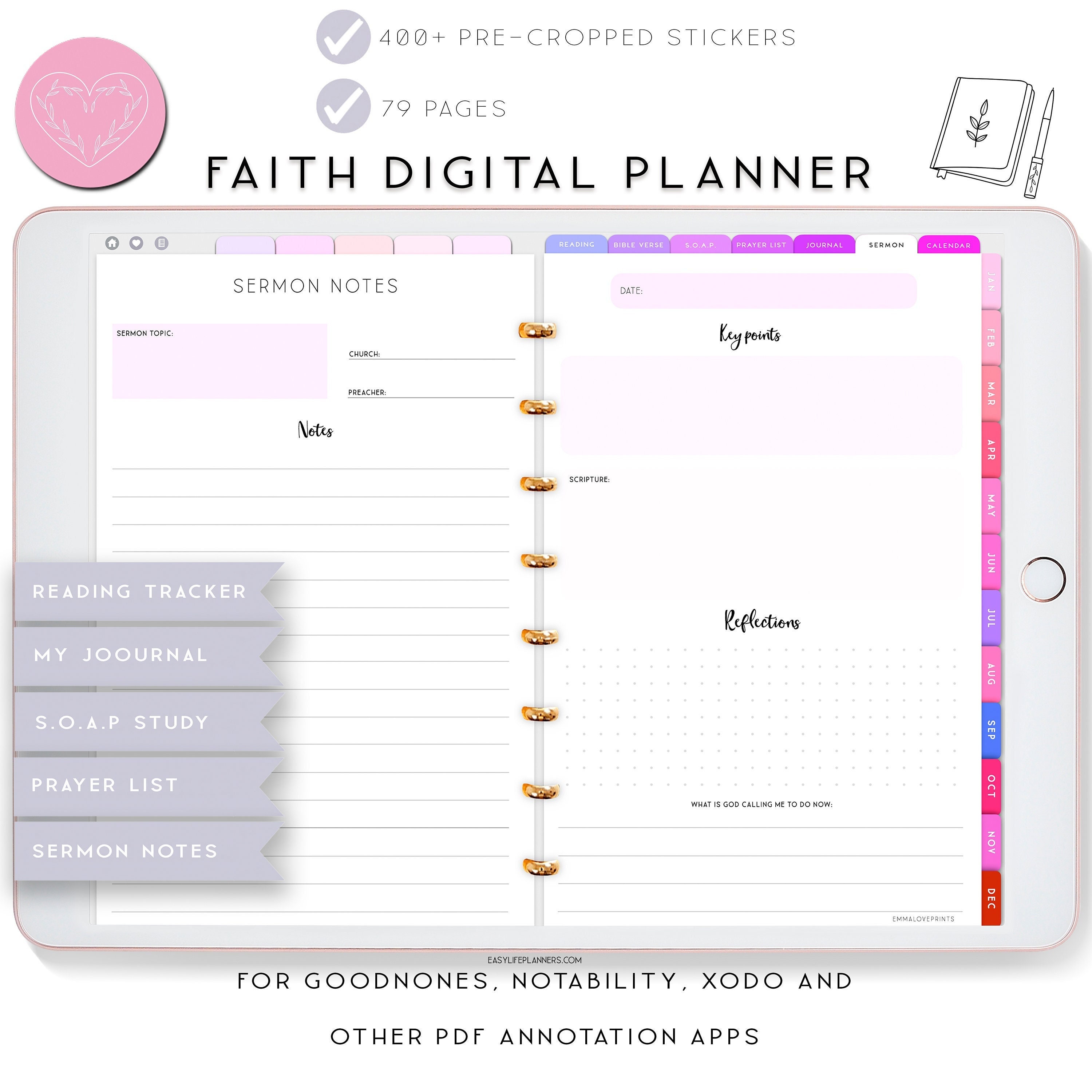 Christian Planner, Digital Bible, Bible study, Sermon Notes, Notability