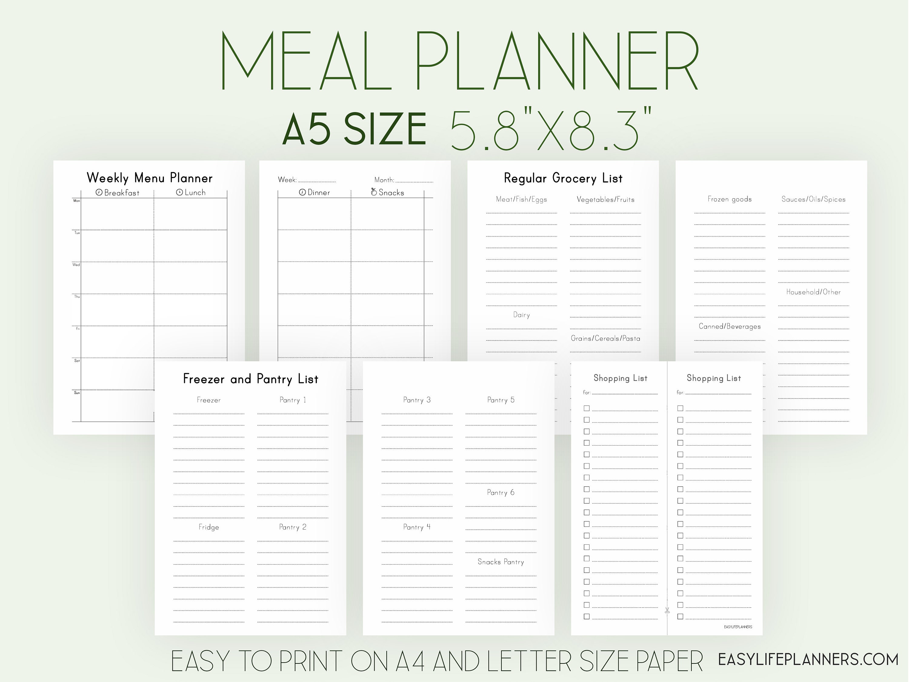 A5 meal planner free printable - guglmr