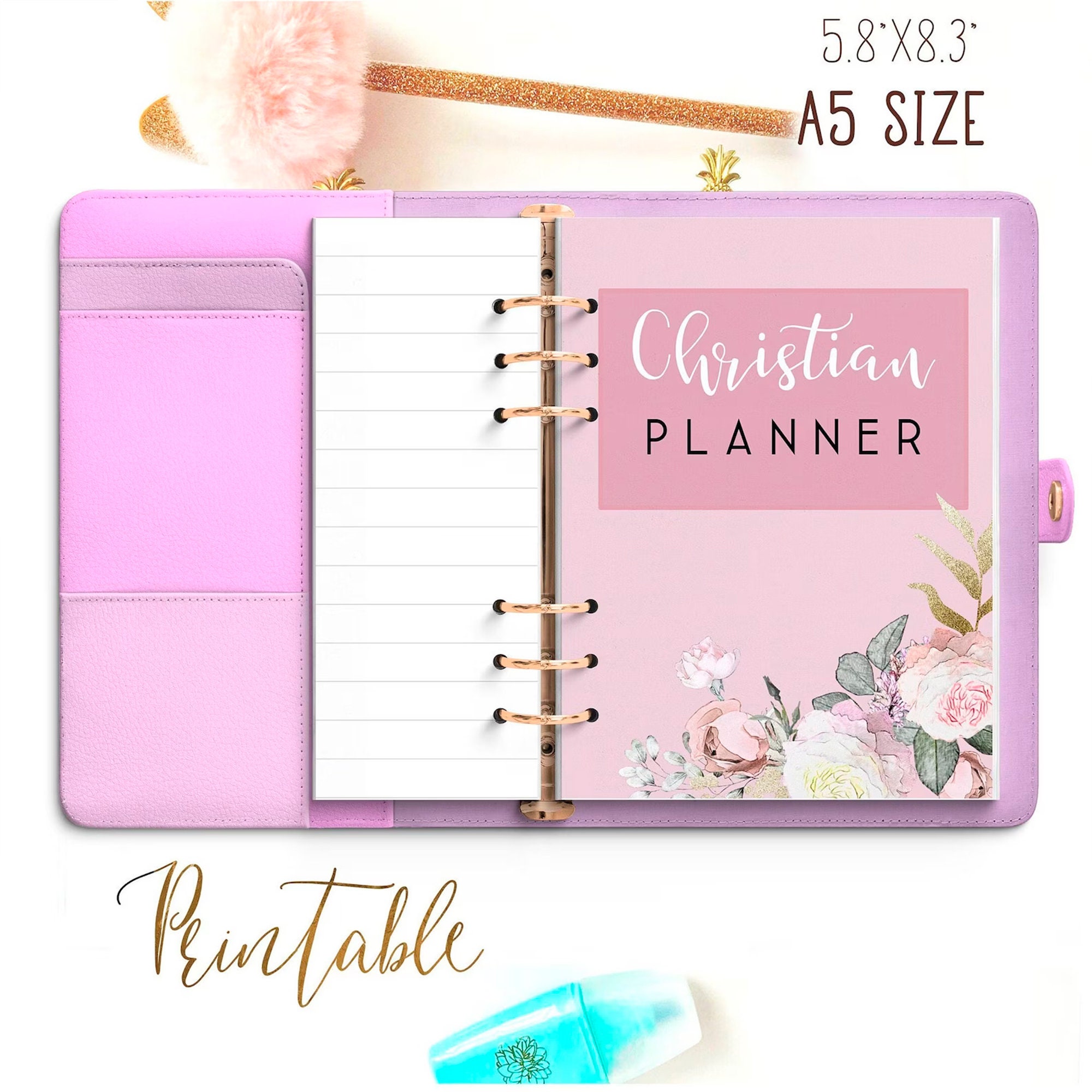 Christian Planner Pages, A5 Printable Planner Inserts, Christian Agenda ...