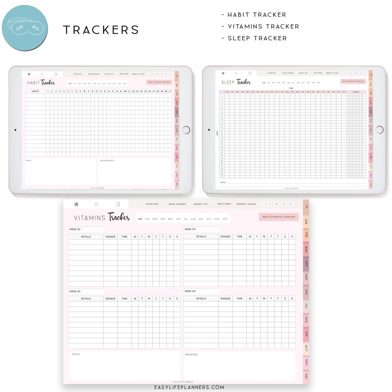 Digital Wellness Planner for iPad, Notability Planner, XODO Planner, Goodnotes Planner, Habit Tracker image 2