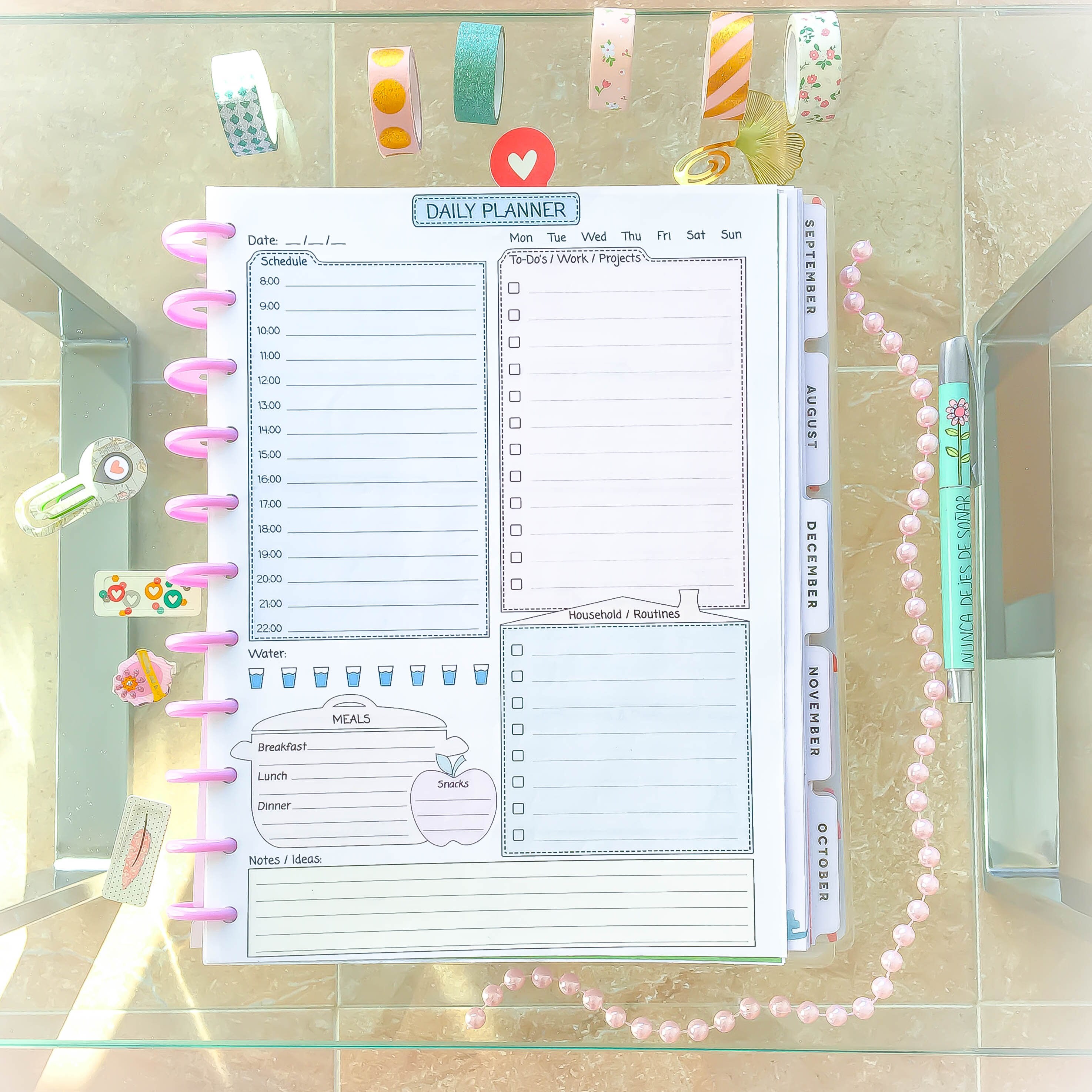 Daily Planner Big Happy Planner Inserts PDF Pastel Colors Etsy