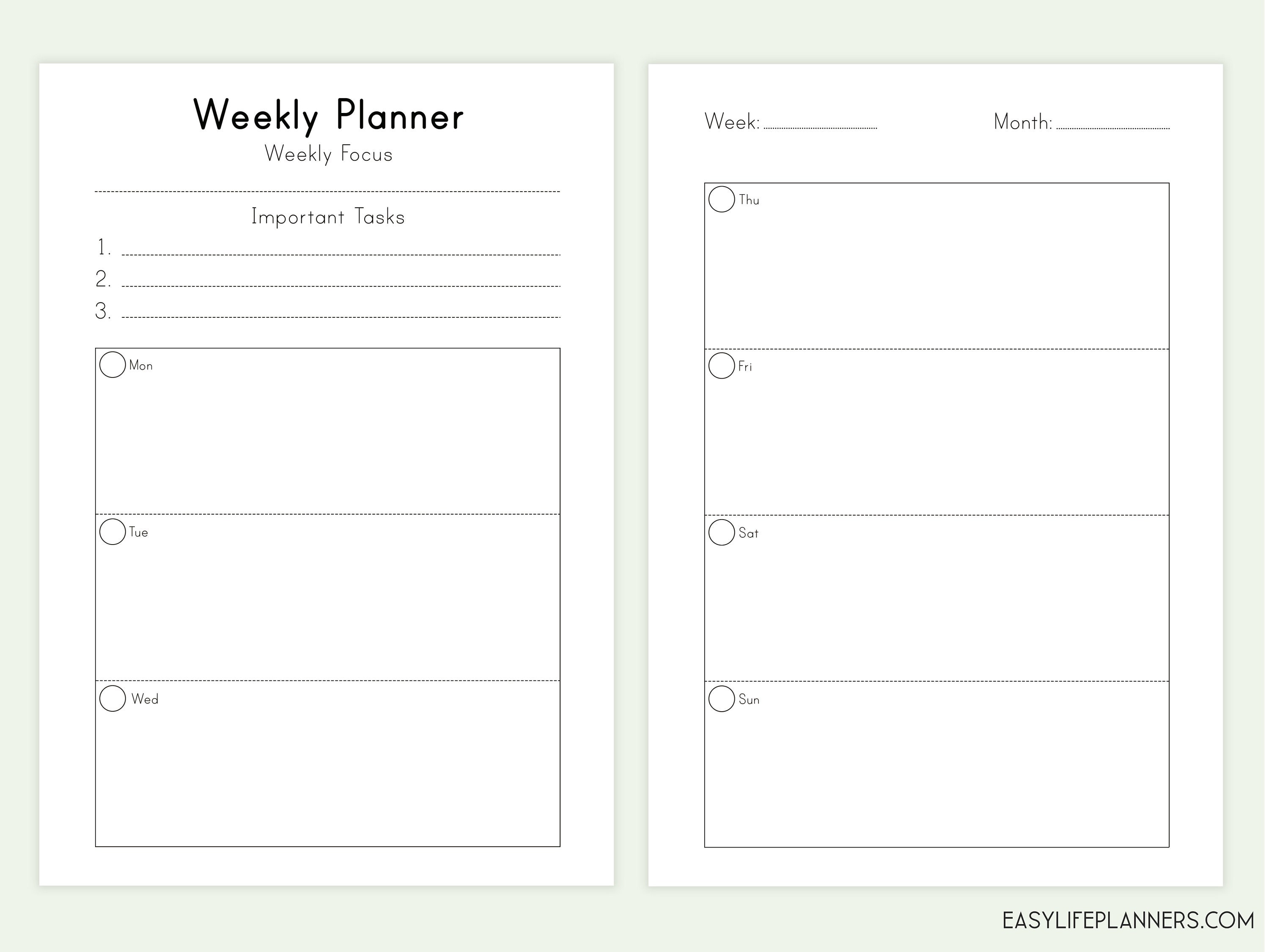 weekly-planner-pages-a5-planner-inserts-a5-planner-refills-etsy