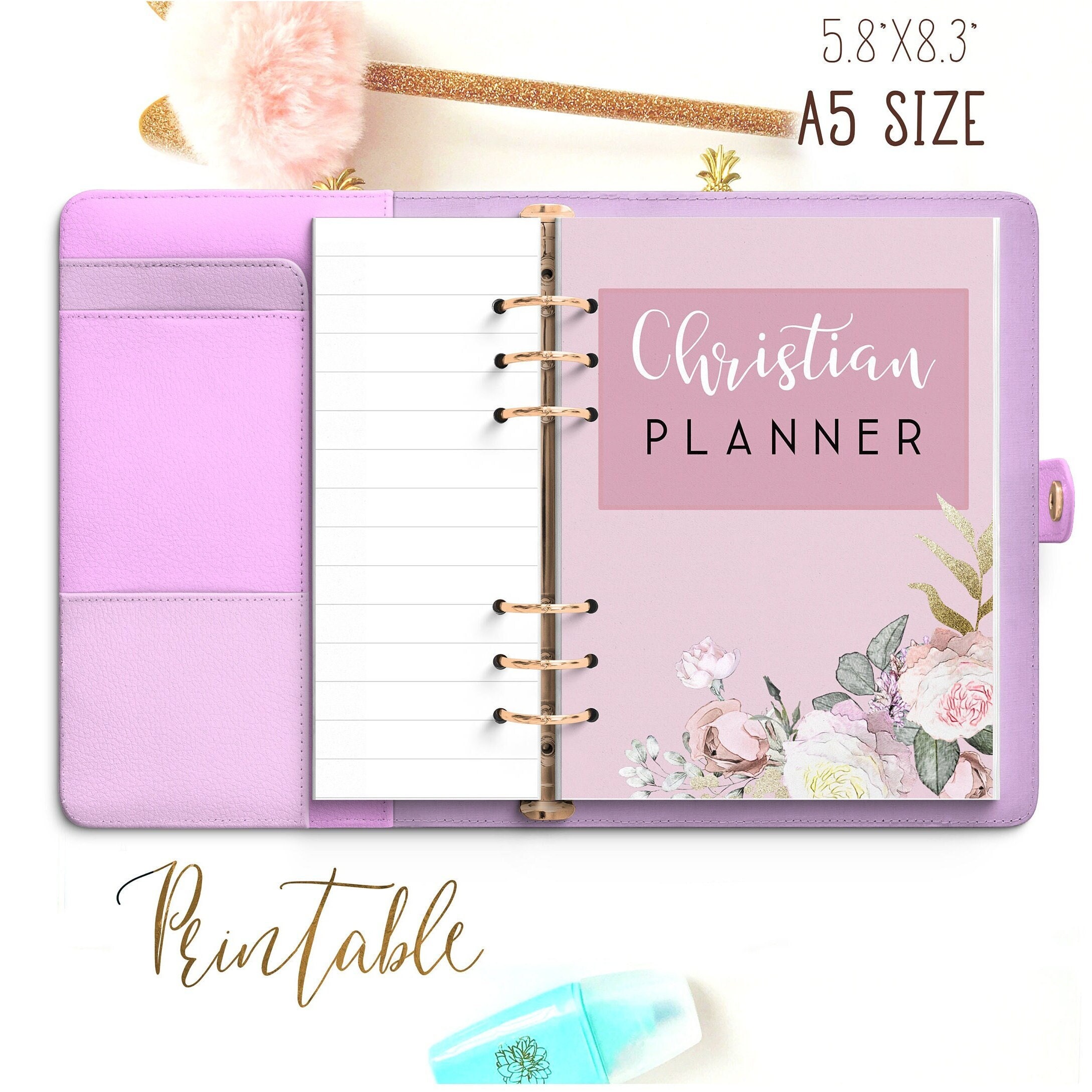 Christian Planner Pages, A5 Printable Planner Inserts, Christian Agenda, Sermon Notes, Habit