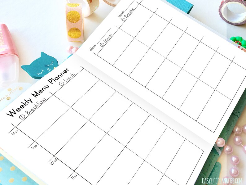 A6 TN Inserts Meal Panner Printable A6 Travellers Notebook | Etsy