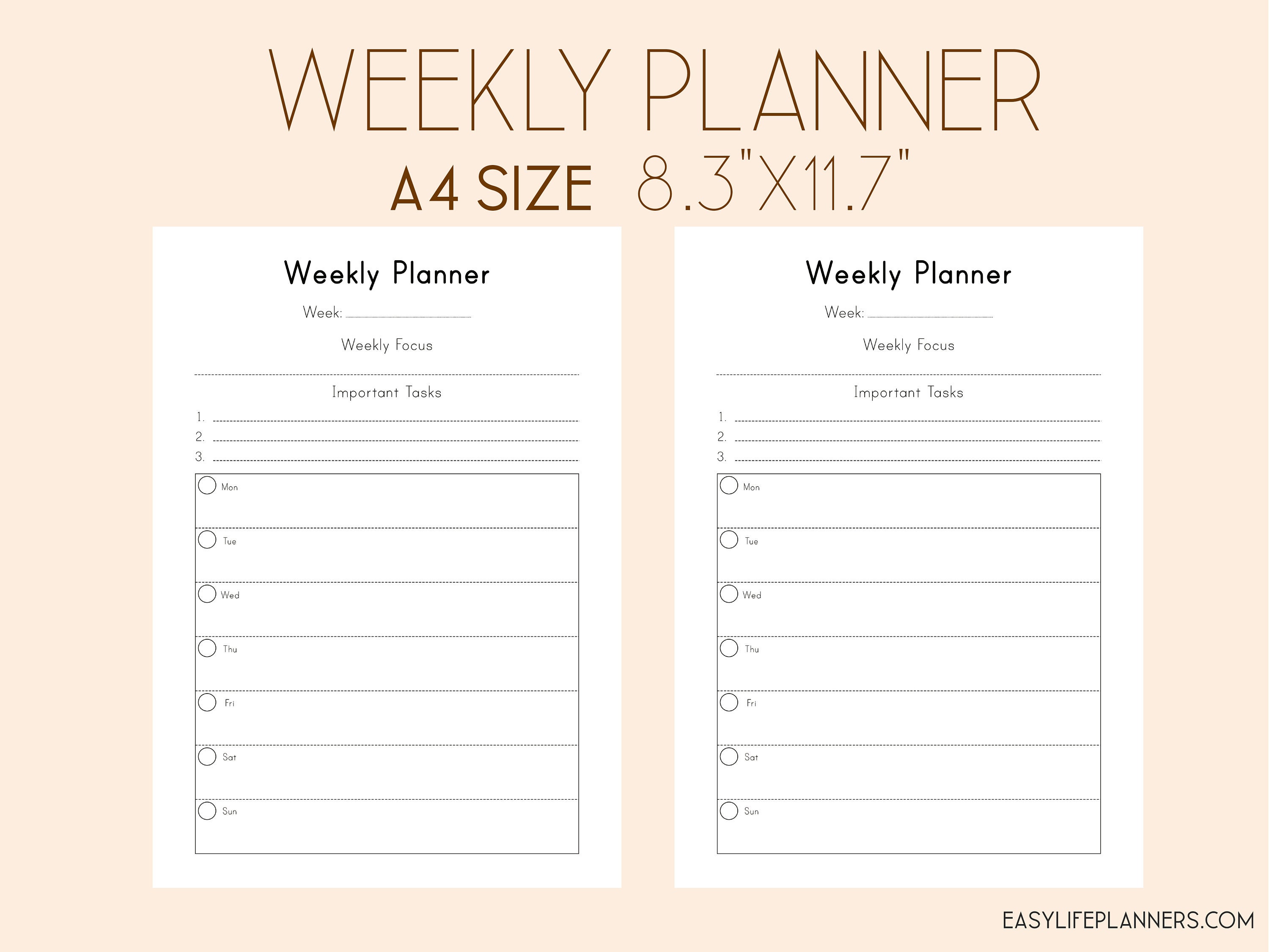 weekly planner pages printable planner week on one page wo1p weekly