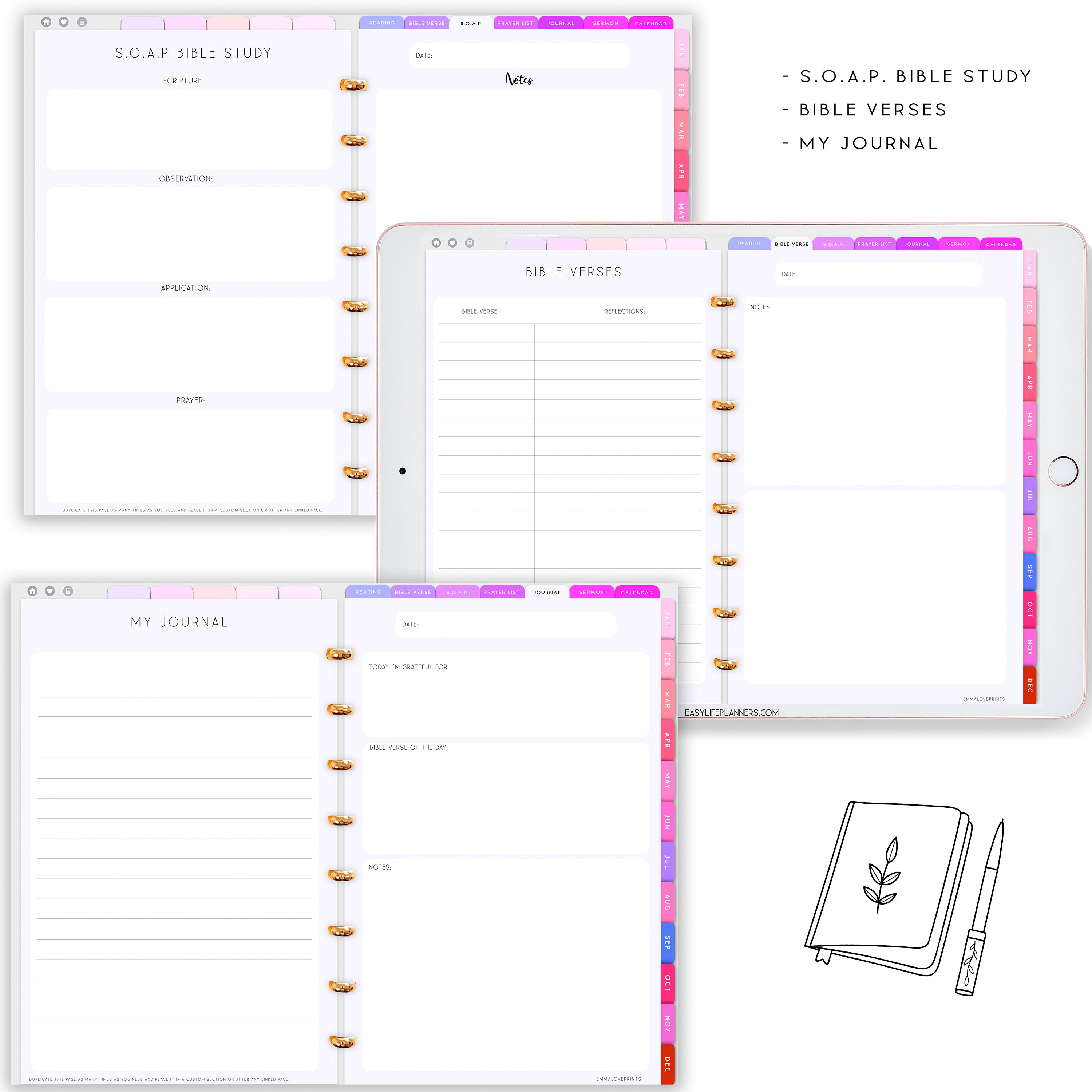 Christian Planner, Digital Bible, Bible study, Sermon Notes, Notability  Planner, xodo digital planner, Goodnotes Template, Ipad Planner
