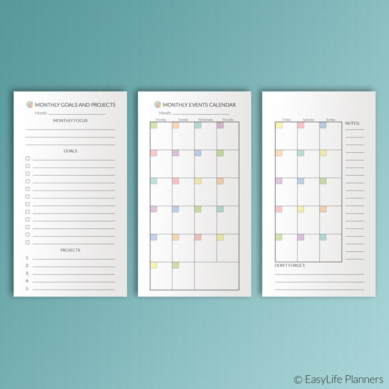 Monthly Planner 2021 Personal Size Planner Insert Filofax Etsy