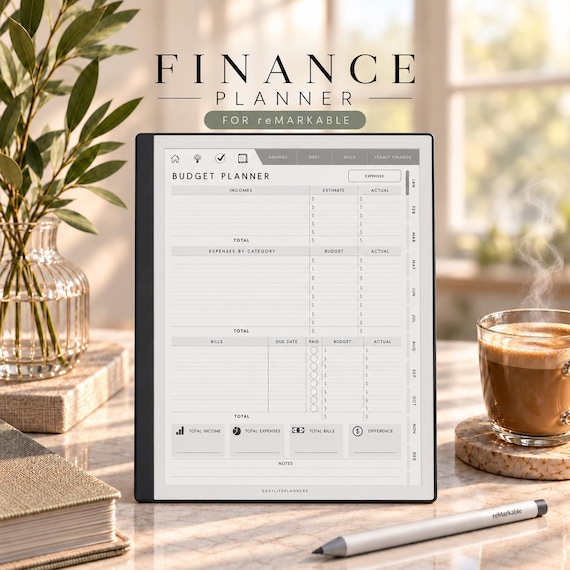 Digital Finance Planner for reMarkable | Budget, Expense, Savings & Debt Tracker PDF