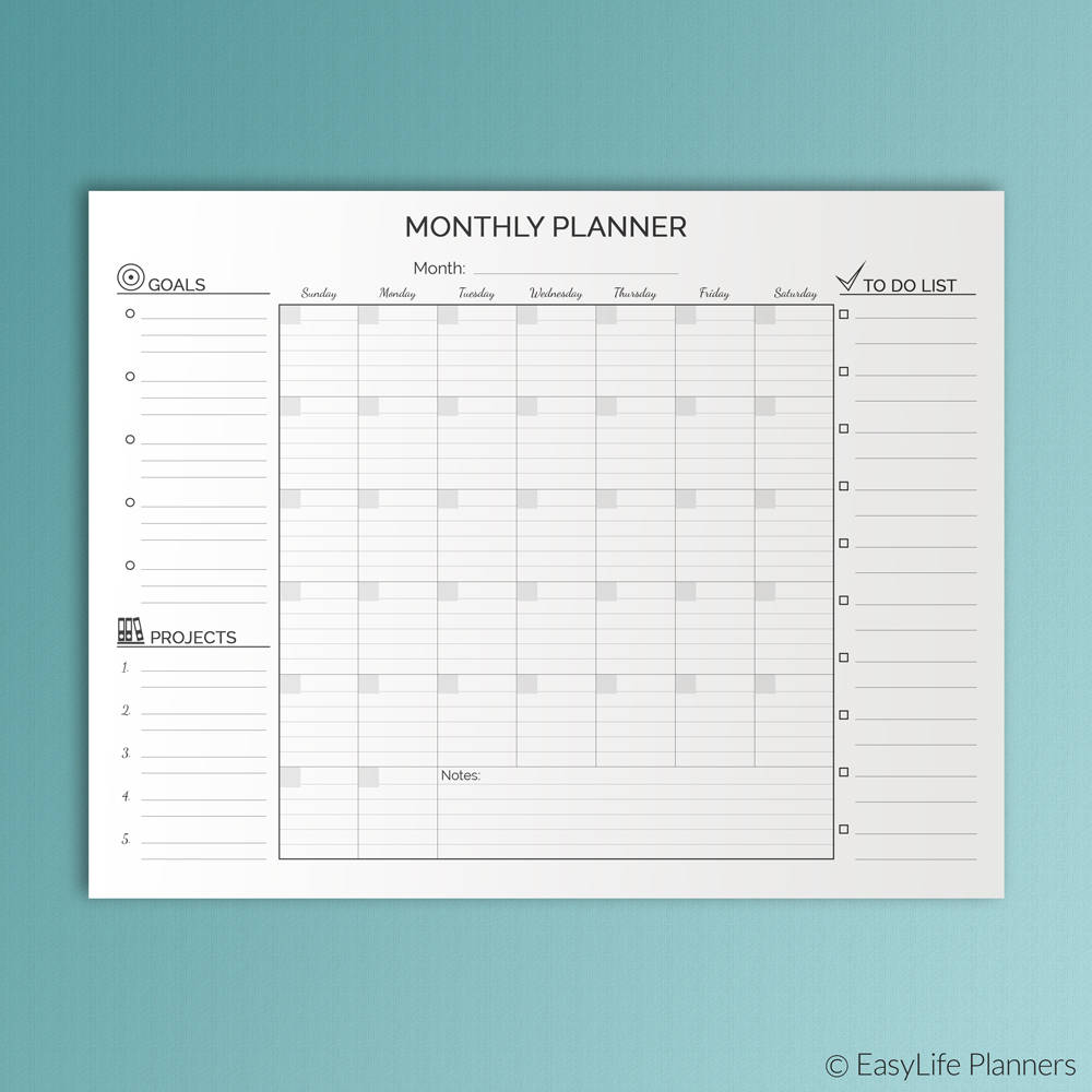 monthly planner big happy planner printable lined letter