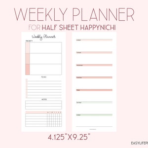 Weekly Planner Printable Half Sheet Happy Planner Happynichi - Etsy