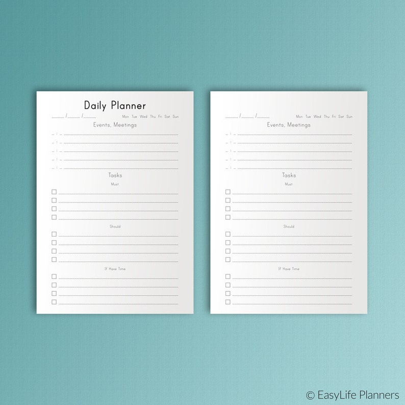 Daily Planner A5 Planner Refills for Filofax A5 Refills Etsy