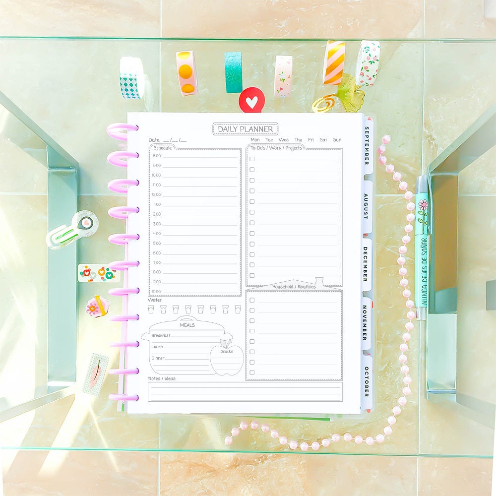 Big Happy Planner DAILY PLANNER 8.5 x 11 Letter Black And Etsy