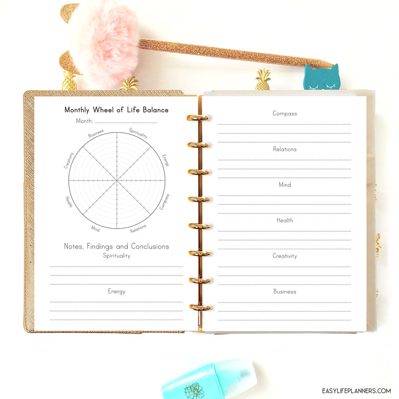 Life Balance Wheel, A5 Planner Inserts for Filofax A5 Printable. image 10