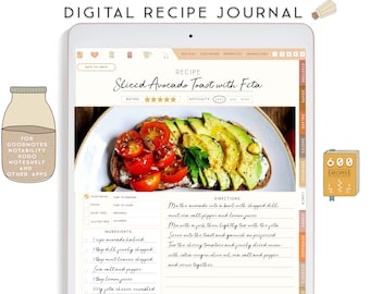 Digital Recipe Book, Goodnotes template, Vertical Planner Digital Planner for iPad, Notability Planner, Recipe Book Template, Recipe Planner