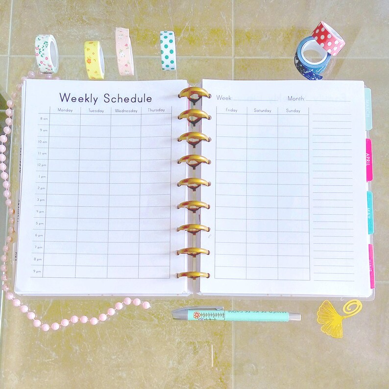 happy planner hourly weekly schedule printable pdf mambi