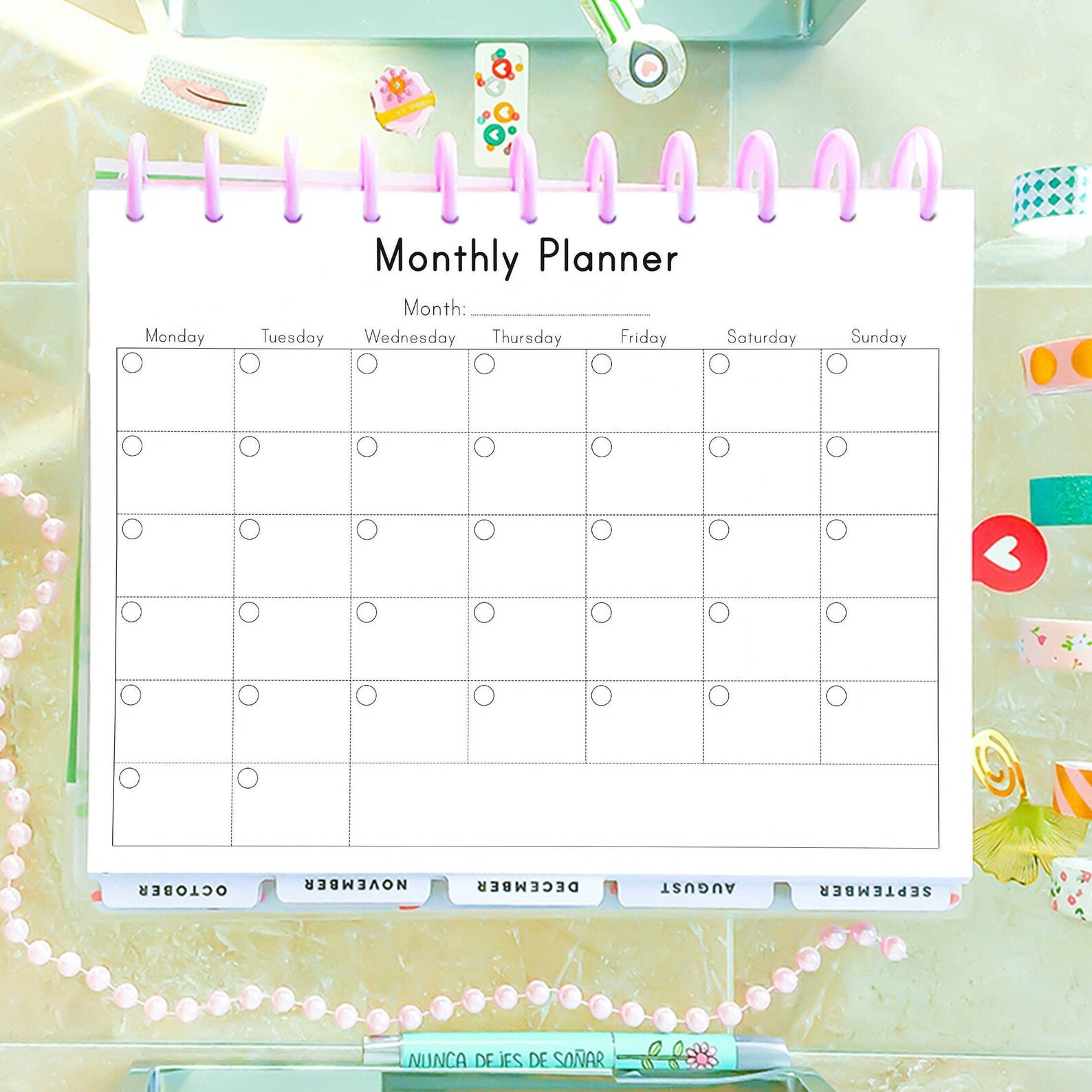 Monthly Planner Printable To Do List Month at a Glance made | Etsy