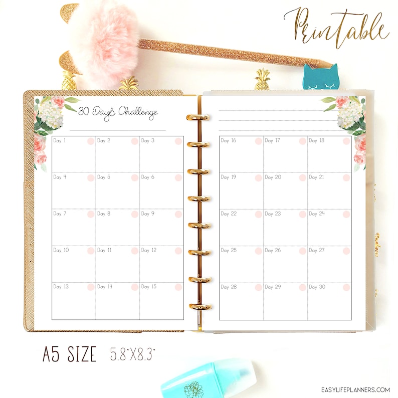 A5 Planner Refill Habit Tracker Printable A5 Filofax Inserts Etsy