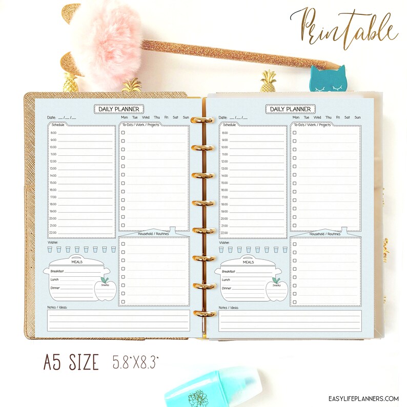 A5 Planner Inserts Printable Daily Planner Pages Daily Etsy