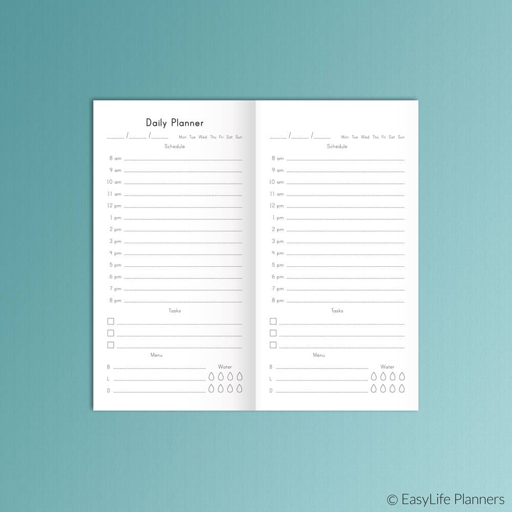 Midori Tn Insert Daily Planner For Midori 8 25x4 33 Standard Midori Inserts Printable Tasks Schedule Agenda Menu Regular Instant Download