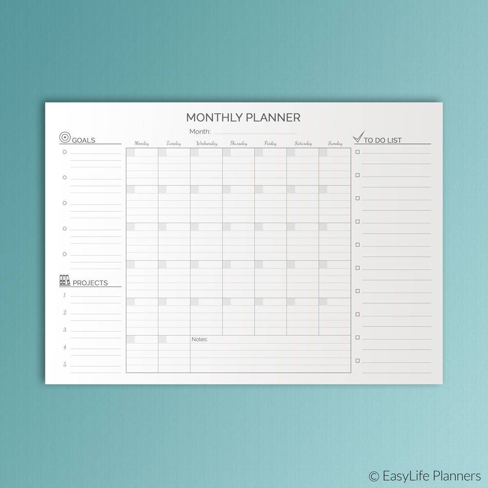 Printable Planner Size Calendar