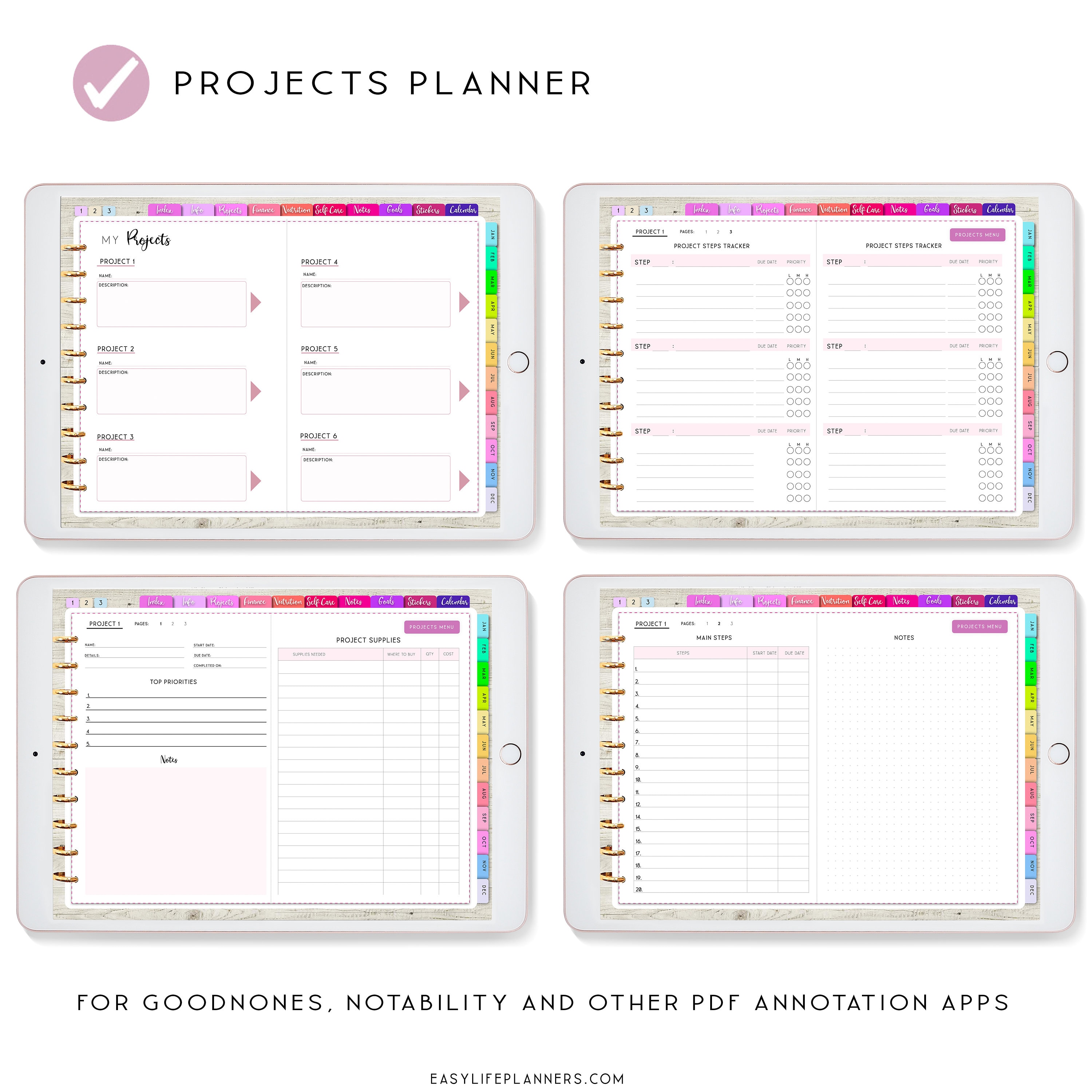 Undated Digital Planner for iPad, Goodnotes Planner, Notability Planner