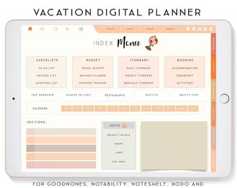 Digital Planner, Notability Planner, Vacation Planner, Travel Planner, Goodnotes Planner for iPad, Boho Digital Planner, Goodnotes Template.