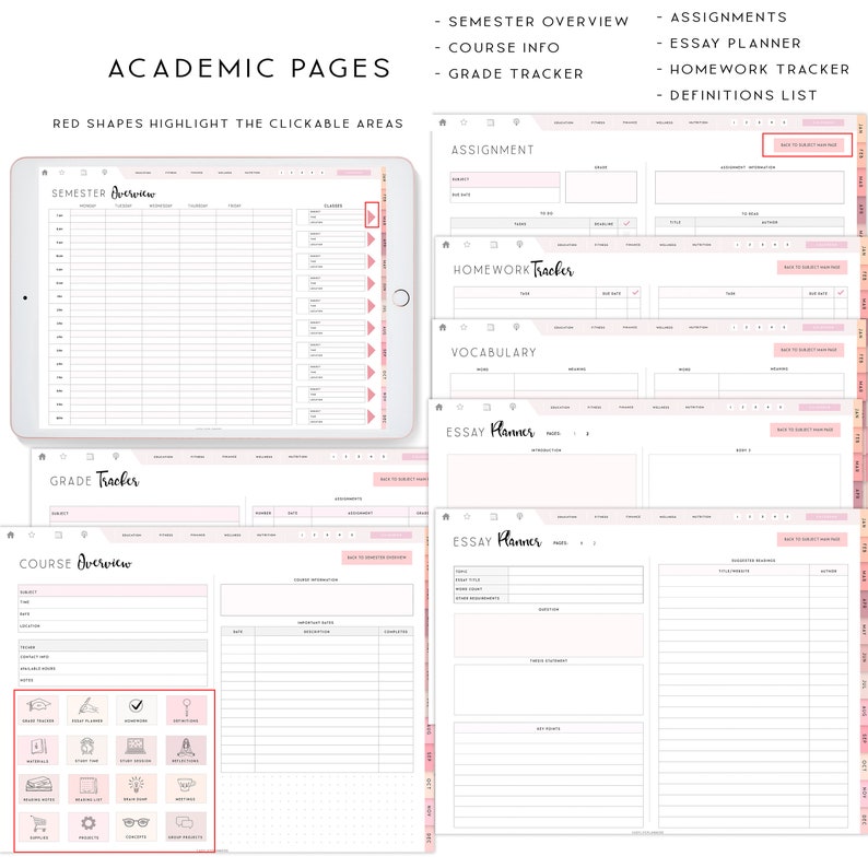 Digital Student Planner, Digital Planner iPad, Notability Planner, Goodnotes Template, Academic Planner, College Student Planner image 3