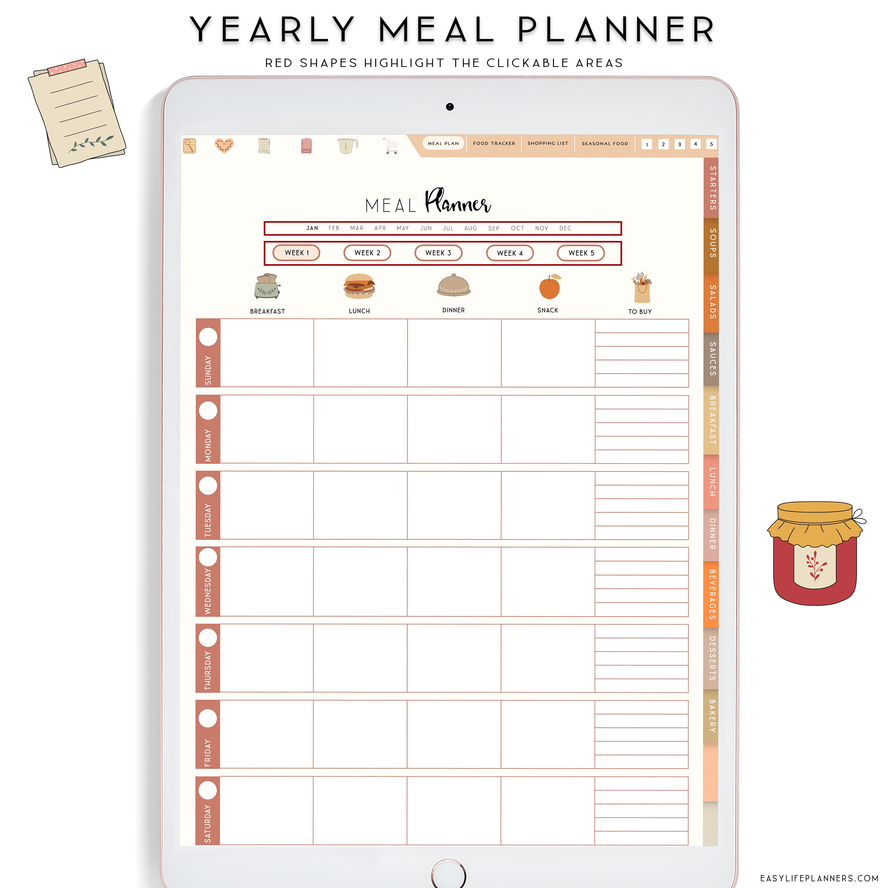 Digital Recipe Book, Goodnotes template, Vertical Planner Digital
