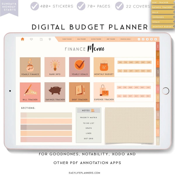Boho digitale budgetplanner: Goodnotes, Notability (pdf)