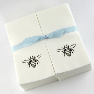 Nature's Linen Disposable Guest Hand Towels Wrapped with a Ribbon - Embossed with a Bee
