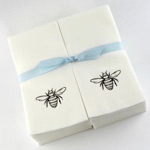 Nature&#39;s Linen Disposable Guest Hand Towels Wrapped with a Ribbon - Embossed with a Bee