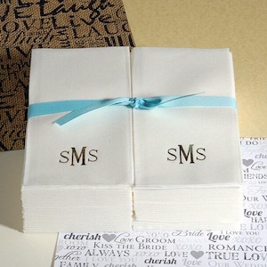 Nature&#39;s Linen Disposable Hand Towels - Monogrammed - Bulk Pack Towels with a Ribbon