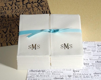 Nature's Linen Disposable Hand Towels - Monogrammed - Bulk Pack Towels with a Ribbon